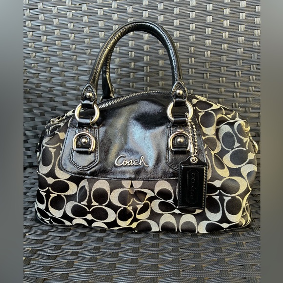 Coach Handbags - COACH BAG,Coach Black and Gray Signature Satchel